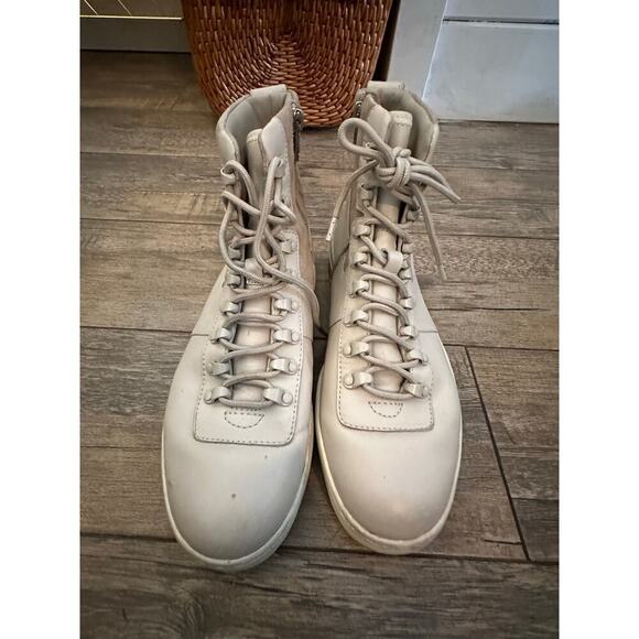 Vince Women's N3461 Rowan White San Remo Lux Leather Lace Up Boots Size 8.5 - Picture 10 of 11